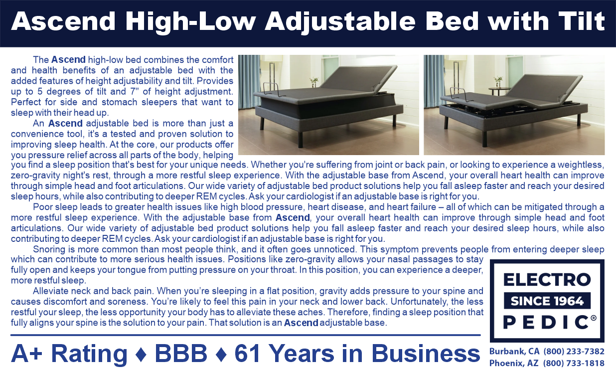 Ascend high-low adjustable bed with tilt