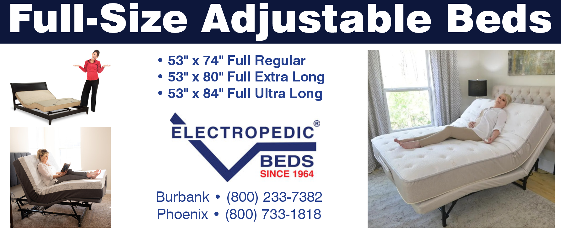 King-size (one piece) adjustable beds