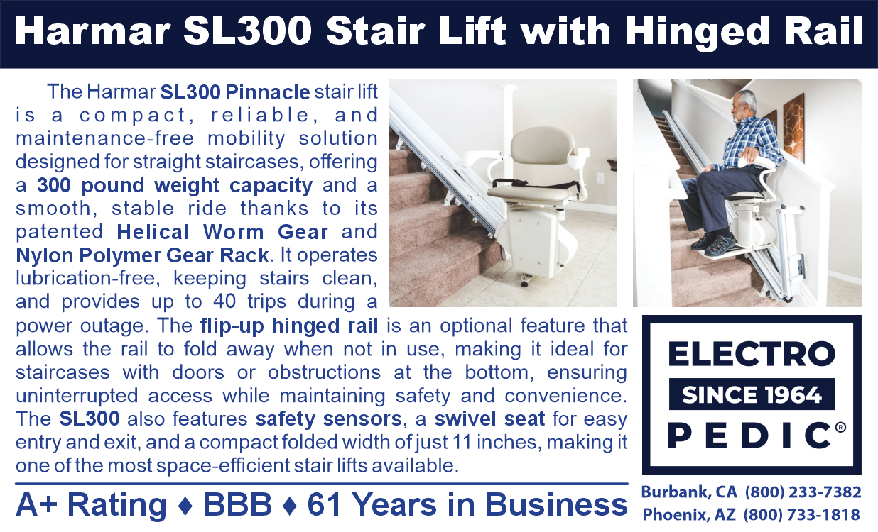 Harmar SL300 stair lift with hinged rail