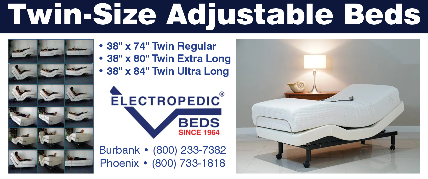 King-size (one piece) adjustable beds